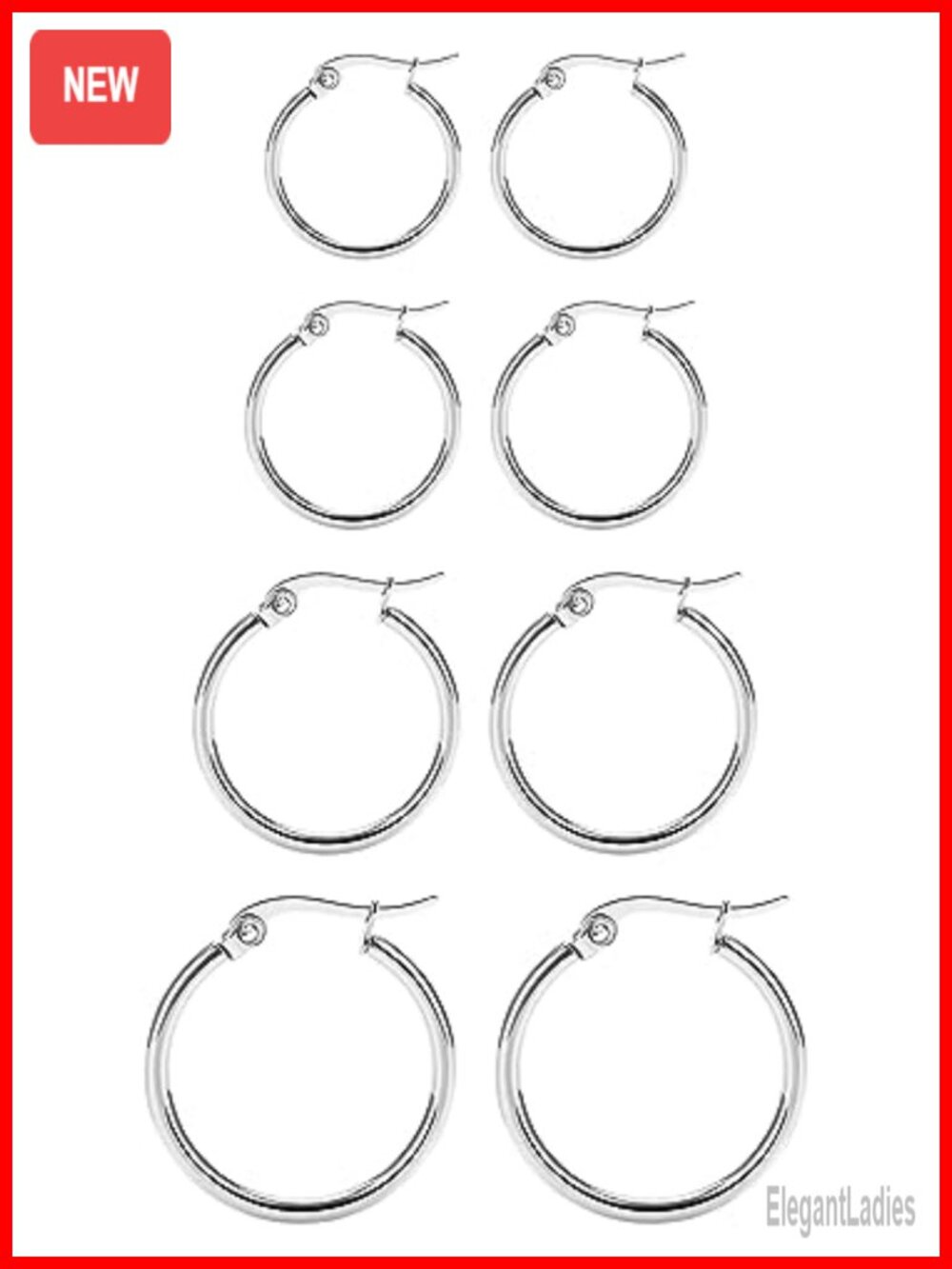 Titanium Hoop Earrings 4 Pairs Hypoallergenic Lightweight Huggie Set Sensitive